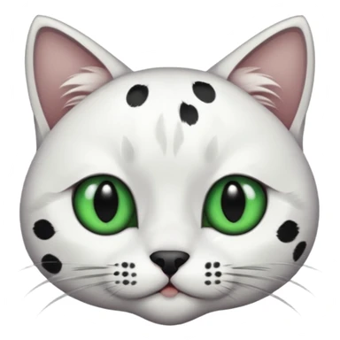 um gato branco com manchas pretas  olho preto e verde só manchas pretas sticker