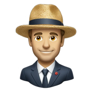 Macron avec un chapeau de paille  sticker
