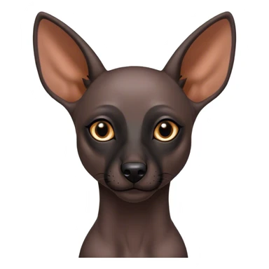 Cinematic Noble Xoloitzcuintle Portrait Emoji, Poised and regal, with a sleek, muscular build and smooth, hairless ebony skin accented by subtle wrinkles, deep-set soulful dark eyes, Simplified yet sharp and sophisticated features, highly detailed, glowing with a soft, dignified glow, high shine, intelligent and loyal, stylized with an air of ancient grace, focused and attentive, soft glowing outline, capturing the essence of a watchful and confident guardian, so majestic it feels as though it could stride out of the screen with effortless authority! sticker