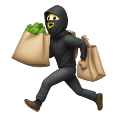 running robber with a bag sticker