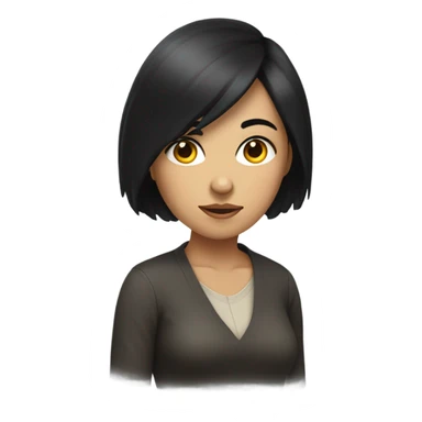woman with black hair hunched over sticker