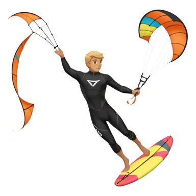 Kiter man con neopreno negro largo en el mar con una cometa kite surf de 18 metros,haciendo kite surf y el truco downloop sticker