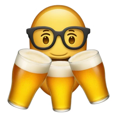 Three smiling glasses of beer emojis sticker