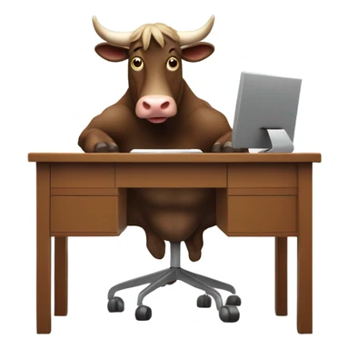 happy bull using computer sticker