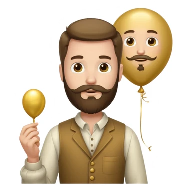 Bearded man hold gold balloon sticker