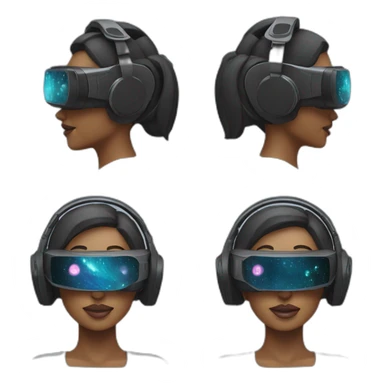 woman wearing futuristic vr headset sticker