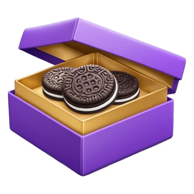 cookie chocolate oreo in purple box with gold circles sticker