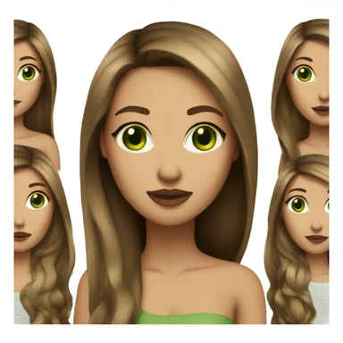 glamorous baddie long brown hair with green eyes beige skin sticker