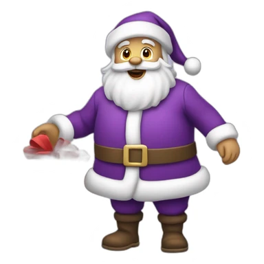 Santa Claus dressed in purple delivering presents sticker