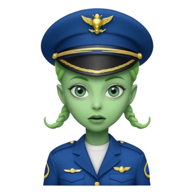 Female alien navy soldier, crazy face. sticker