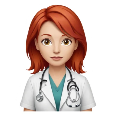 woman 40 ,red hair, rock style, doctor sticker