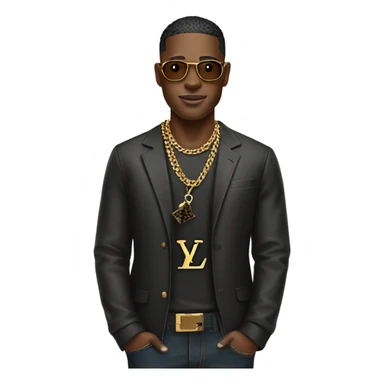 Guy with gold chain and Louis Vuitton sticker