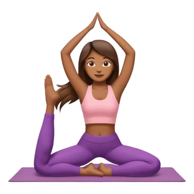 mucha morena, pelo lacio haciendo joga sticker