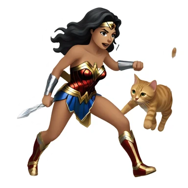 Wonder Woman dragging a cat sticker
