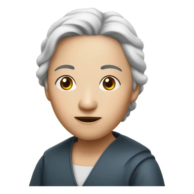 帶著圓框眼色鏡，短髮的亞洲女性約50歲 sticker