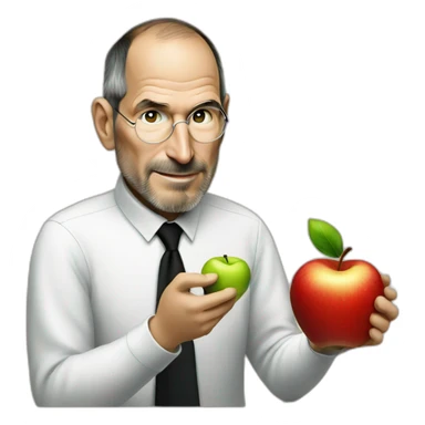 steve jobs eating an apple logo from apple sticker