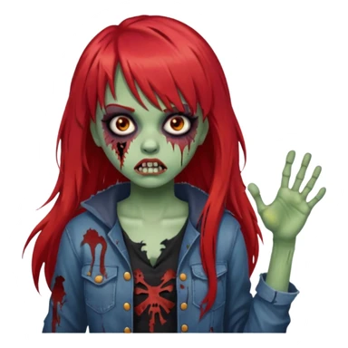 Uma menina de franja cheia, cabelos vermelho grande zumbi sticker