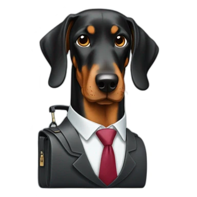 Doberdore dog (floppy ears) in tie and with briefcase  sticker
