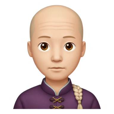 chineese man with a bald head and BRAID coming out in the middle sticker