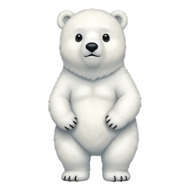 full body polar bear standing, simple, white fur, cute face sticker