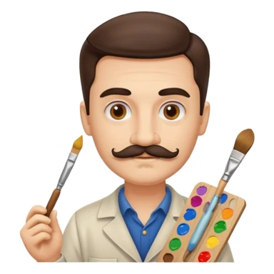 artist with a palette and a moustache sticker