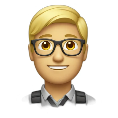 Blonde tech guy with glasses nerd sticker