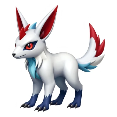 Shiny exotic Absol-Zangoose-Fakémon-hybrid-creature (full body)  with markings sticker