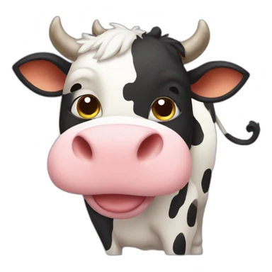 Cow with cat sticker
