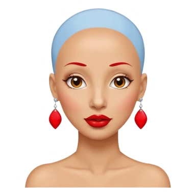 bald woman with red lips and big red earring sticker