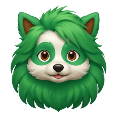 dog with long green hair sticker