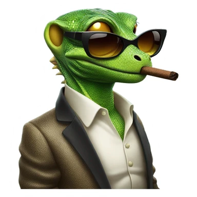 Lizard with sunglasses smoking cuban cigar sticker