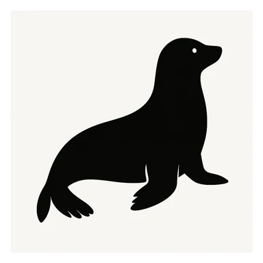 Seal black silhouette white background sticker