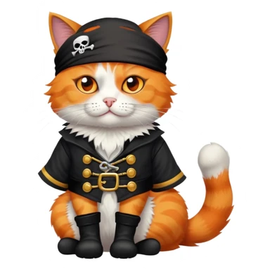 pirate cat full body sitting with one eye patch sticker