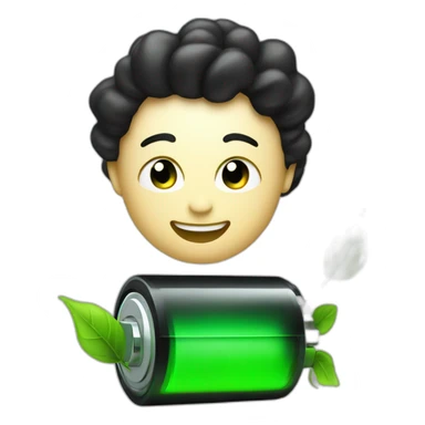 Fully charged green Battery with black rose  sticker