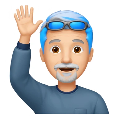 Excited gray hair man goatee hands up sticker