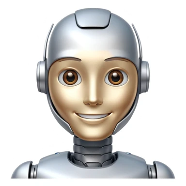 smiling Humanoid robot, face + neck sticker