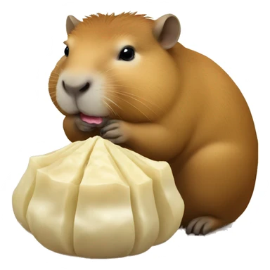 a capybara eating dumpling sticker
