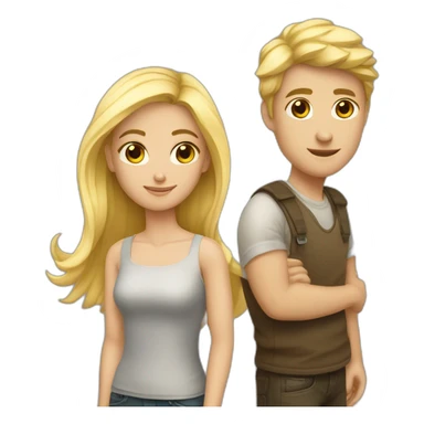 couple blonde girl burunette guy sticker