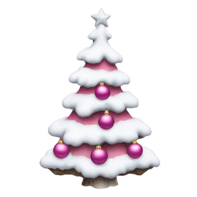 Christmas tree with pink ornaments and white snow sticker