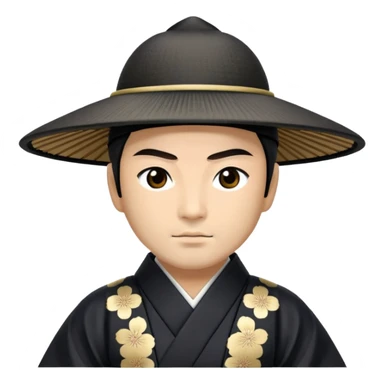 shogun in a black kimono with an eboshi hat, Edo period sticker