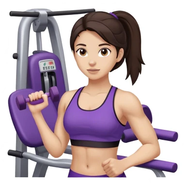 dark brown hair girl with light skin Púrpura gym sticker