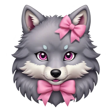 wolf with pink bow sticker