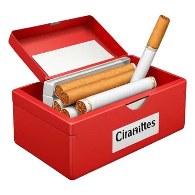 red box of cigarettes  sticker