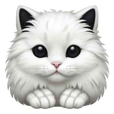 White cat with black splotches with paws covering face sticker