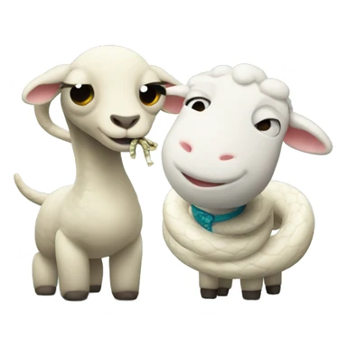 Snake and lamb having a party sticker