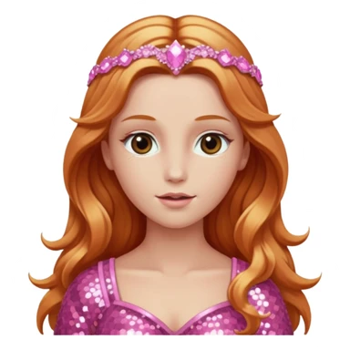 Venus, God of Sky from Gods and Goddesses with long reddish blonde hair, pink sequin outfit sticker