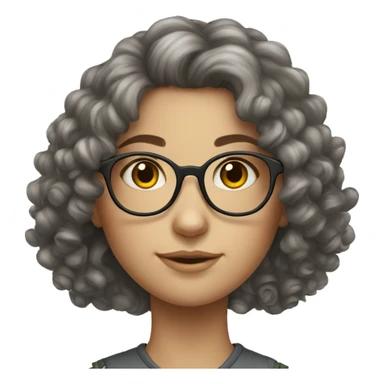 curly dark-haired white Slavic girl with glasses sticker