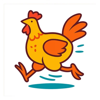 headless chicken running, cartoon style, bright colors sticker
