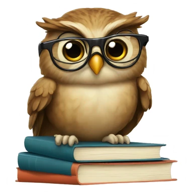 Owl wearing glasses on top of books sticker