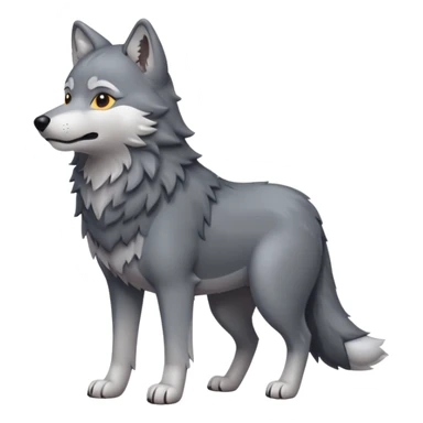 Create a single emoji of a Wolf in full body, shown at a slight side angle in a natural, characteristic pose. Cute and stylized like an emoji, but clearly recognizable.
 sticker